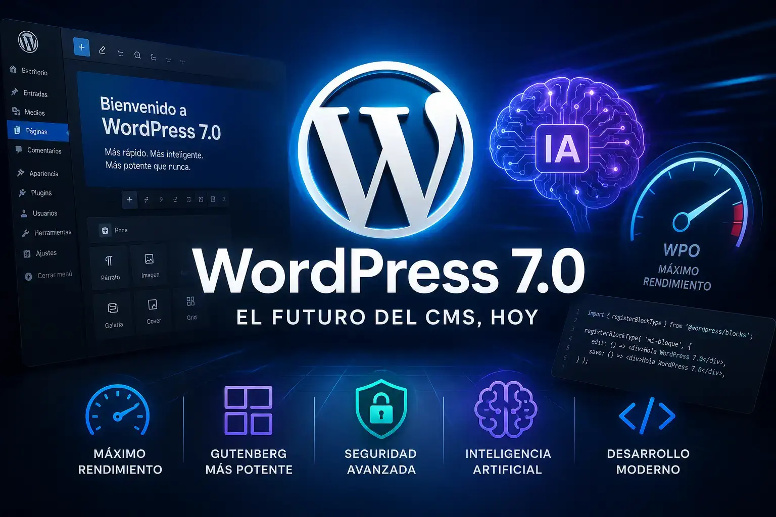 WordPress 7.0 rendimiento + IA